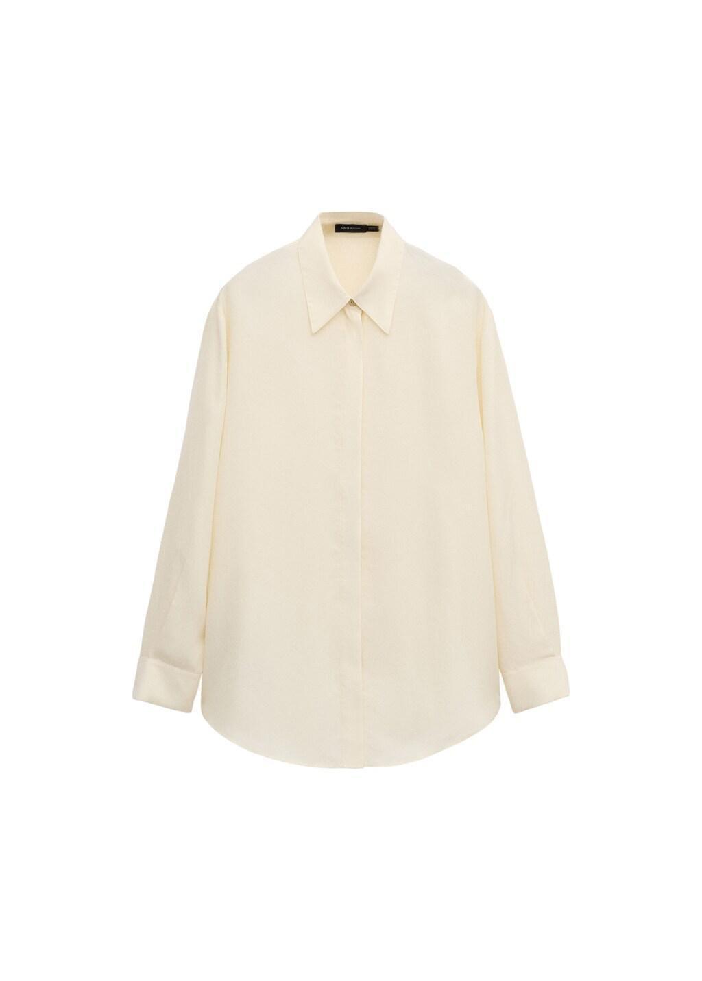 Yellow Silk Blouse With Hidden Buttons, Yellow, large image number 6