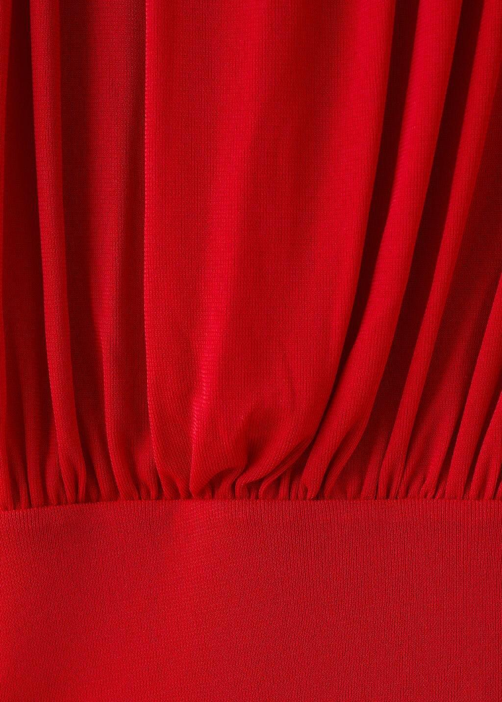 Red Draped Flared Dress, Red, medium