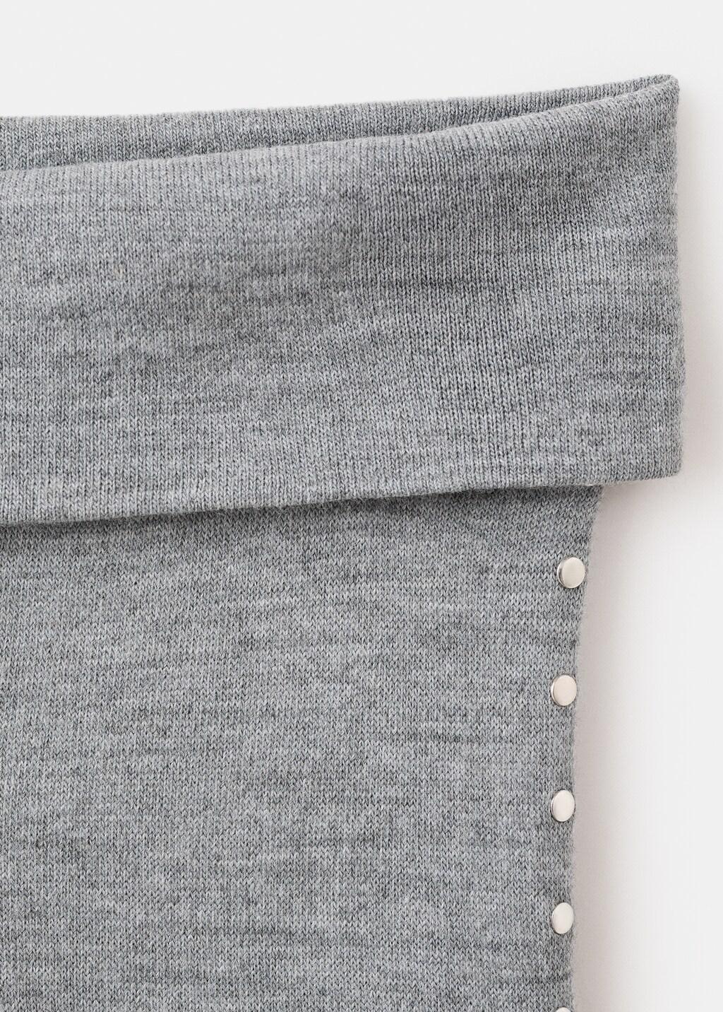 Grey Studded Knit Pants, 0201_94, large image number 1