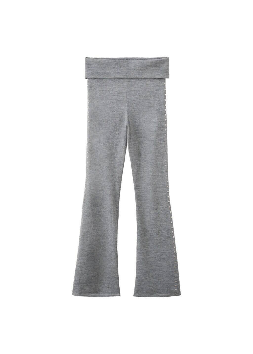 Grey Studded Knit Pants, 0201_94, large image number 5