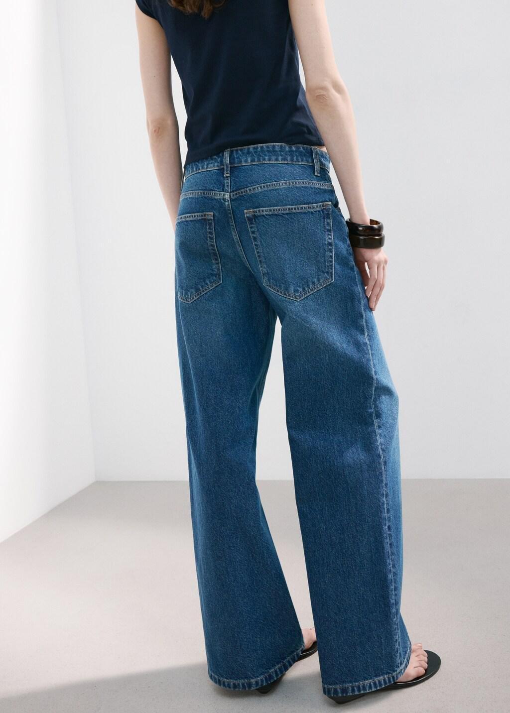 Blue Mid-Rise Straight Jeans, Open Blue, medium