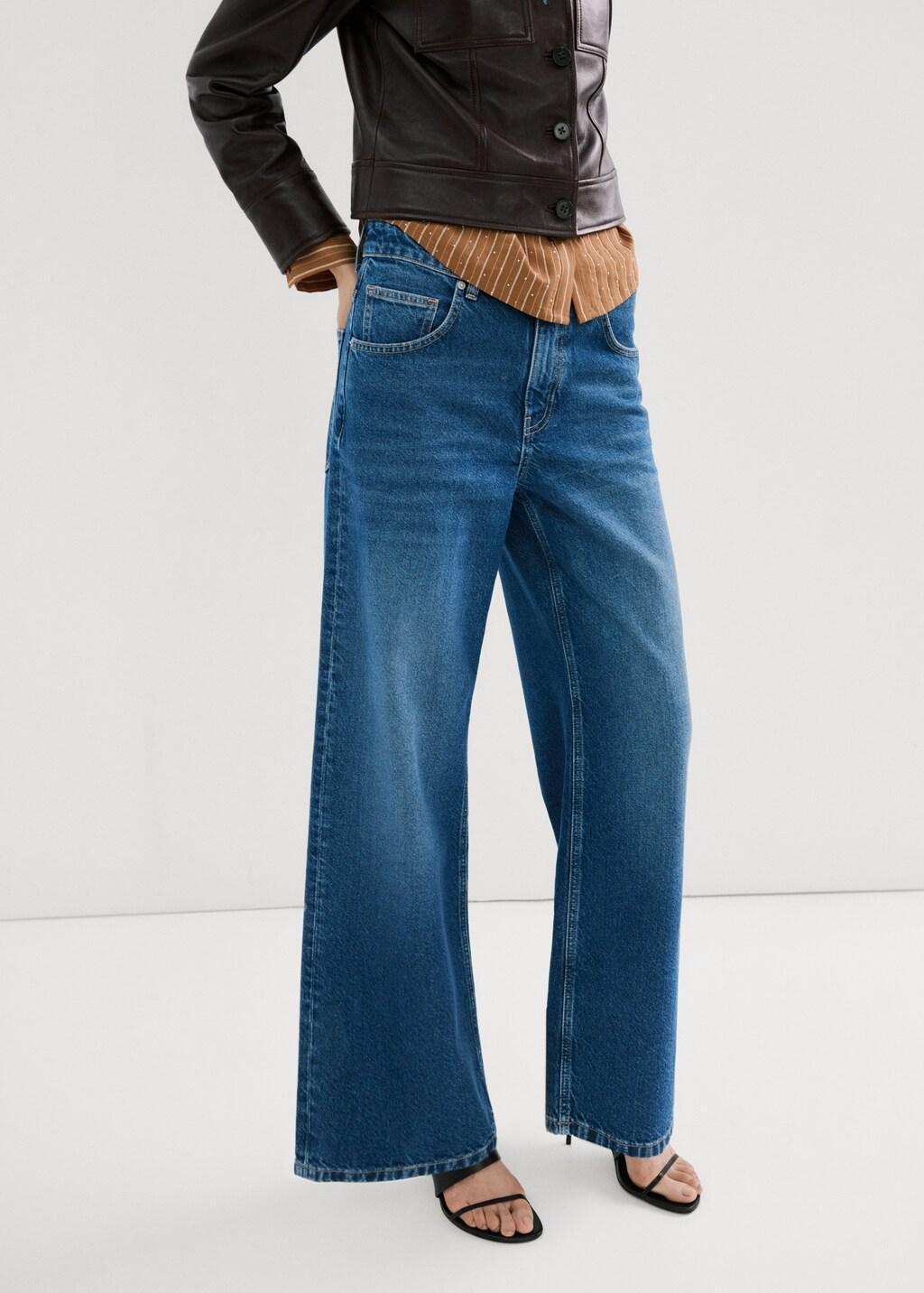 Blue Mid-Rise Straight Jeans, Open Blue, large image number 3