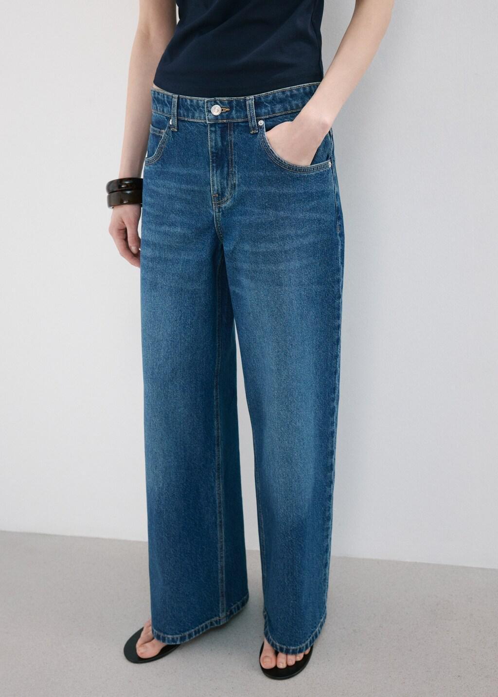 Blue Mid-Rise Straight Jeans, Open Blue, large image number 4