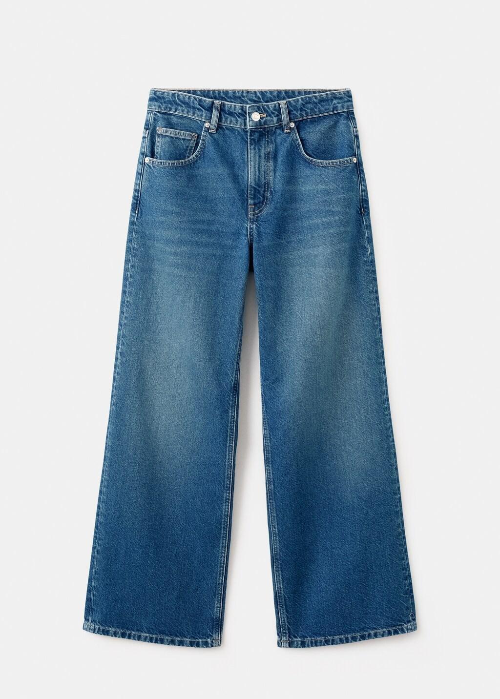 Blue Mid-Rise Straight Jeans, Open Blue, large image number 7