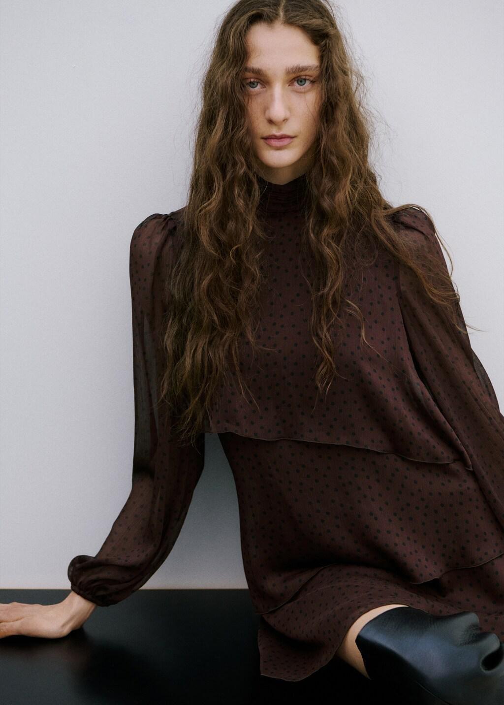 BROWN Polka-dot dress with ruffles, Brown, large image number 3