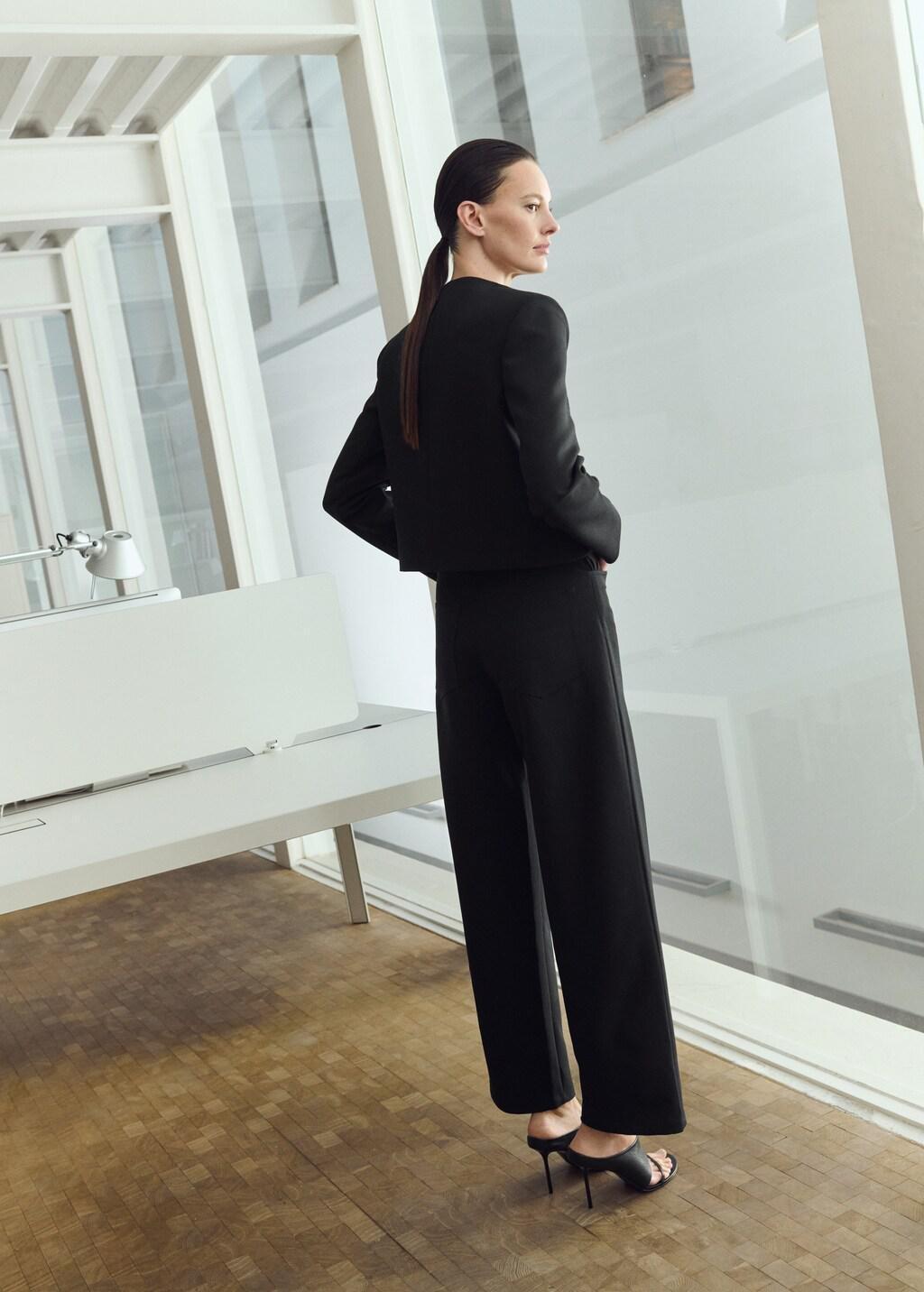 Black Mid-Rise Suit Trousers, 0201_99, medium