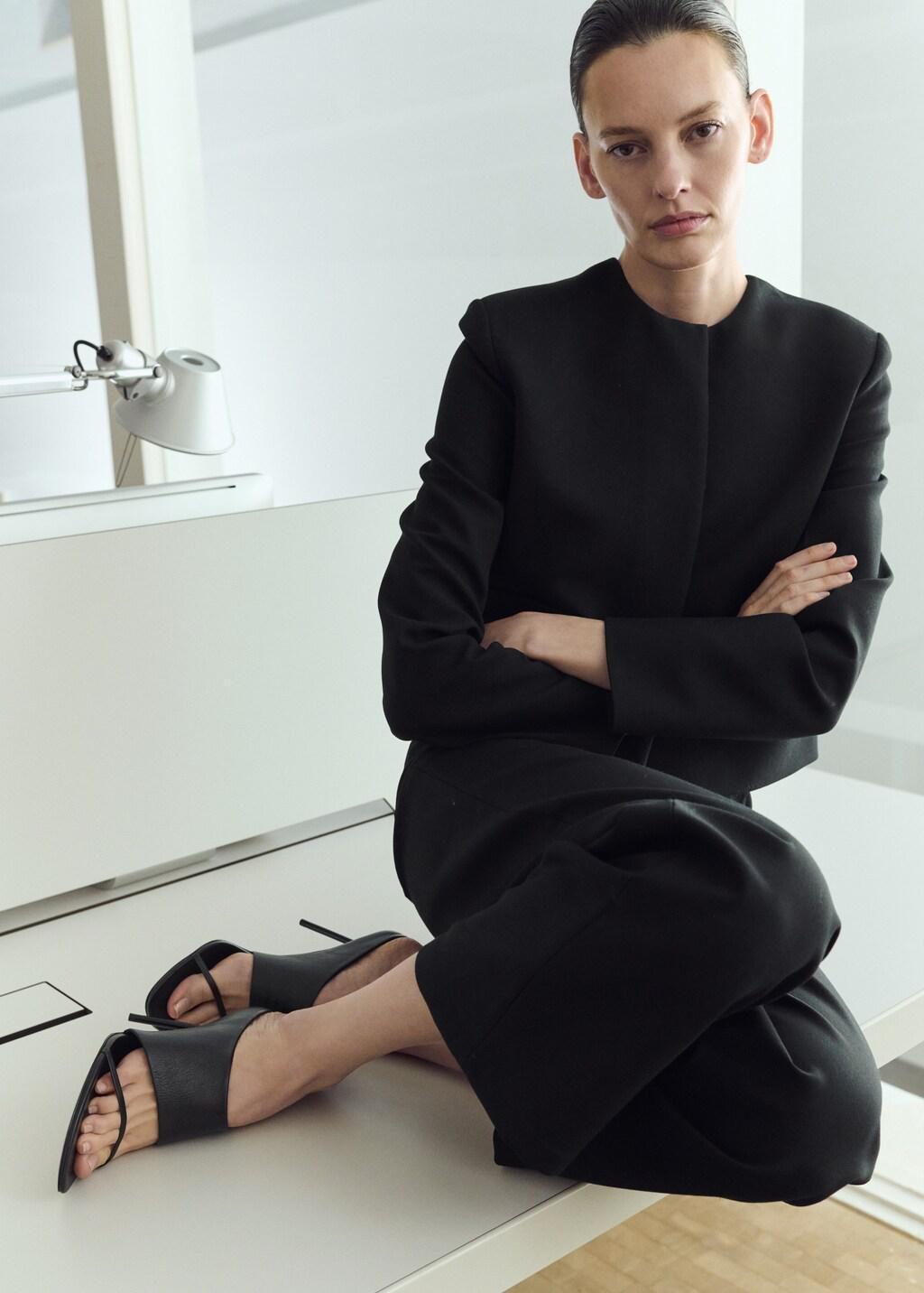 Black Mid-Rise Suit Trousers, Black, large image number 3