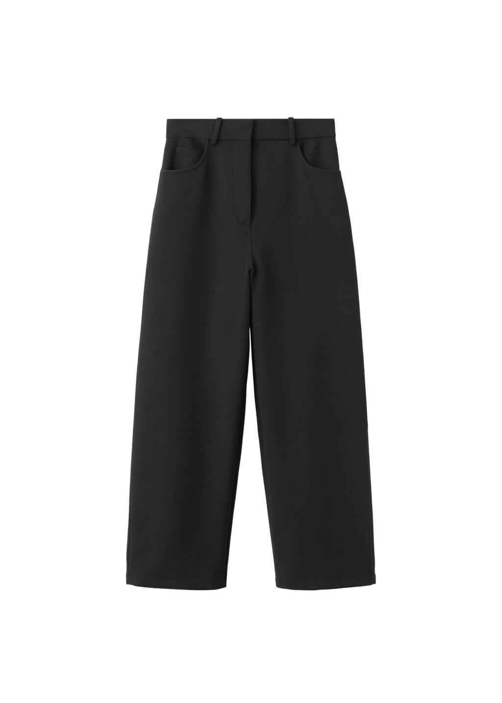 Black Mid-Rise Suit Trousers, Black, large image number 6