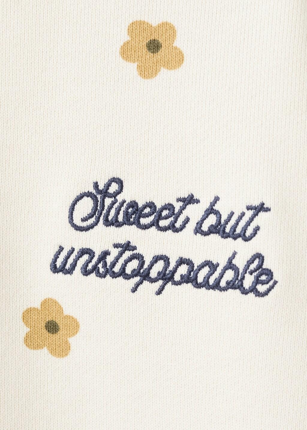 White Printed Cotton Sweatshirt, Kids Girls, Natural White, large image number 0