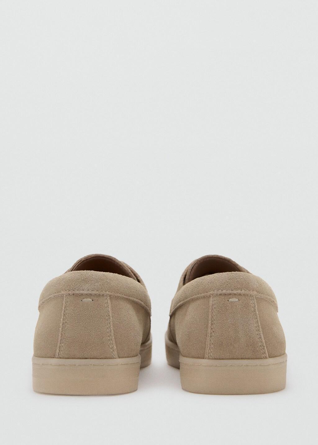 Beige Suede Leather Lace-Up Shoe, Light Pastel Brown, large image number 1