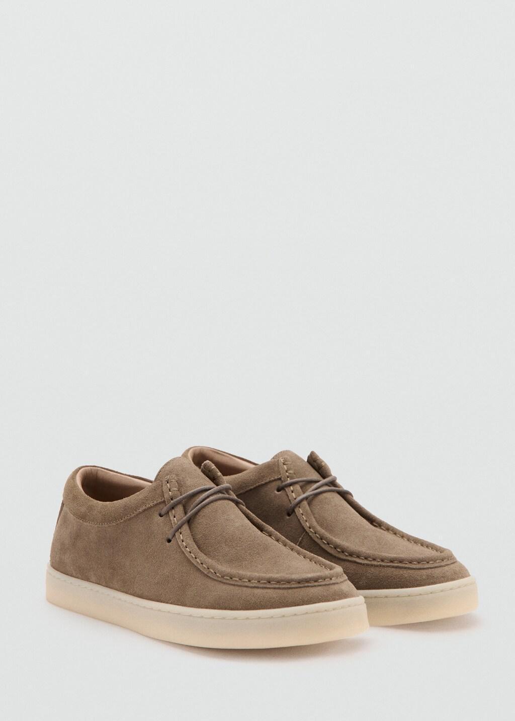 Brown Suede Nautical Shoes, Light Pastel Brown, large image number 0