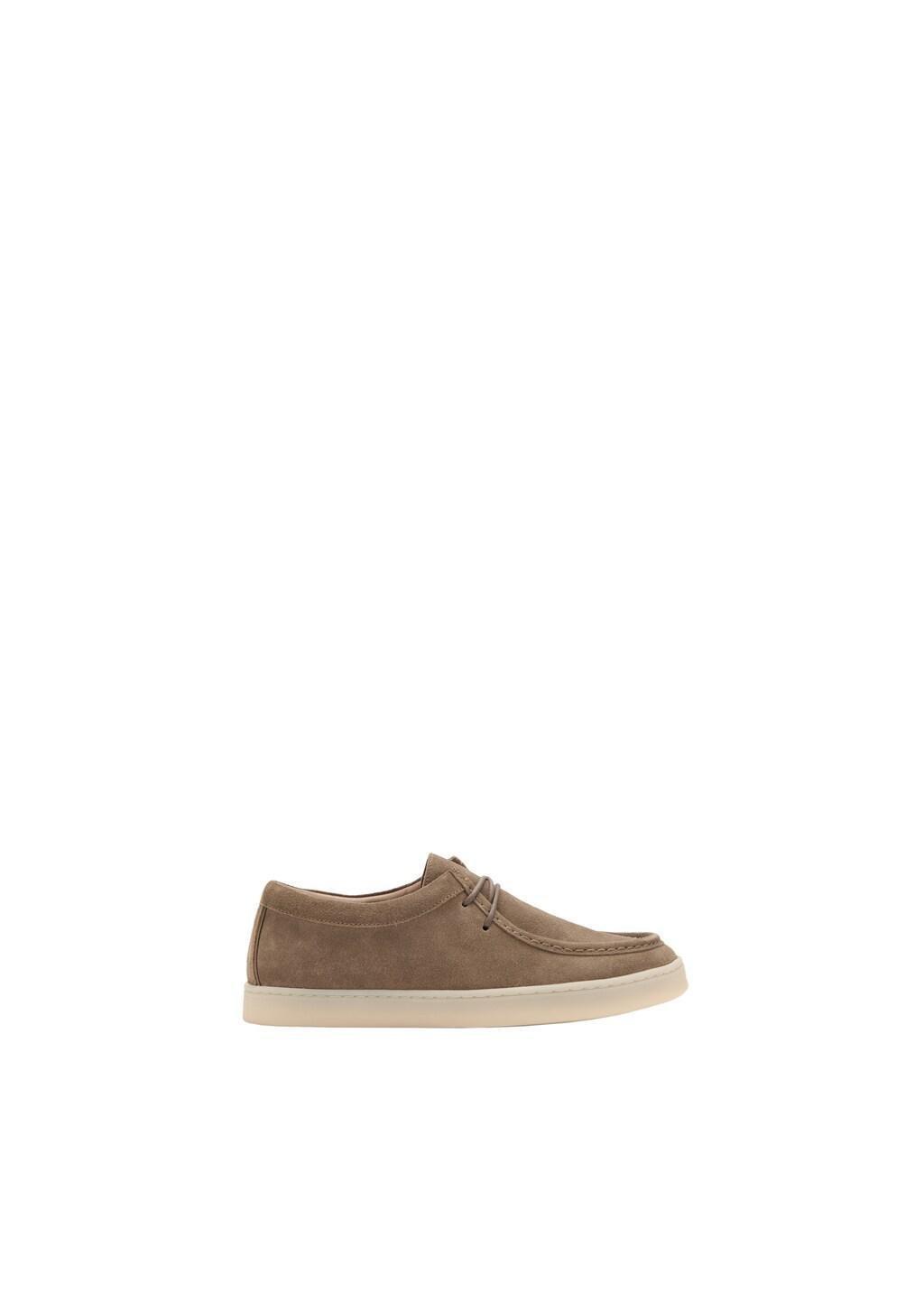 Brown Suede Nautical Shoes, Light Pastel Brown, large image number 2