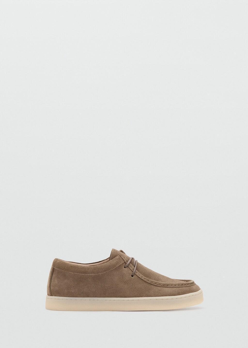 Brown Suede Nautical Shoes, Light Pastel Brown, large image number 3