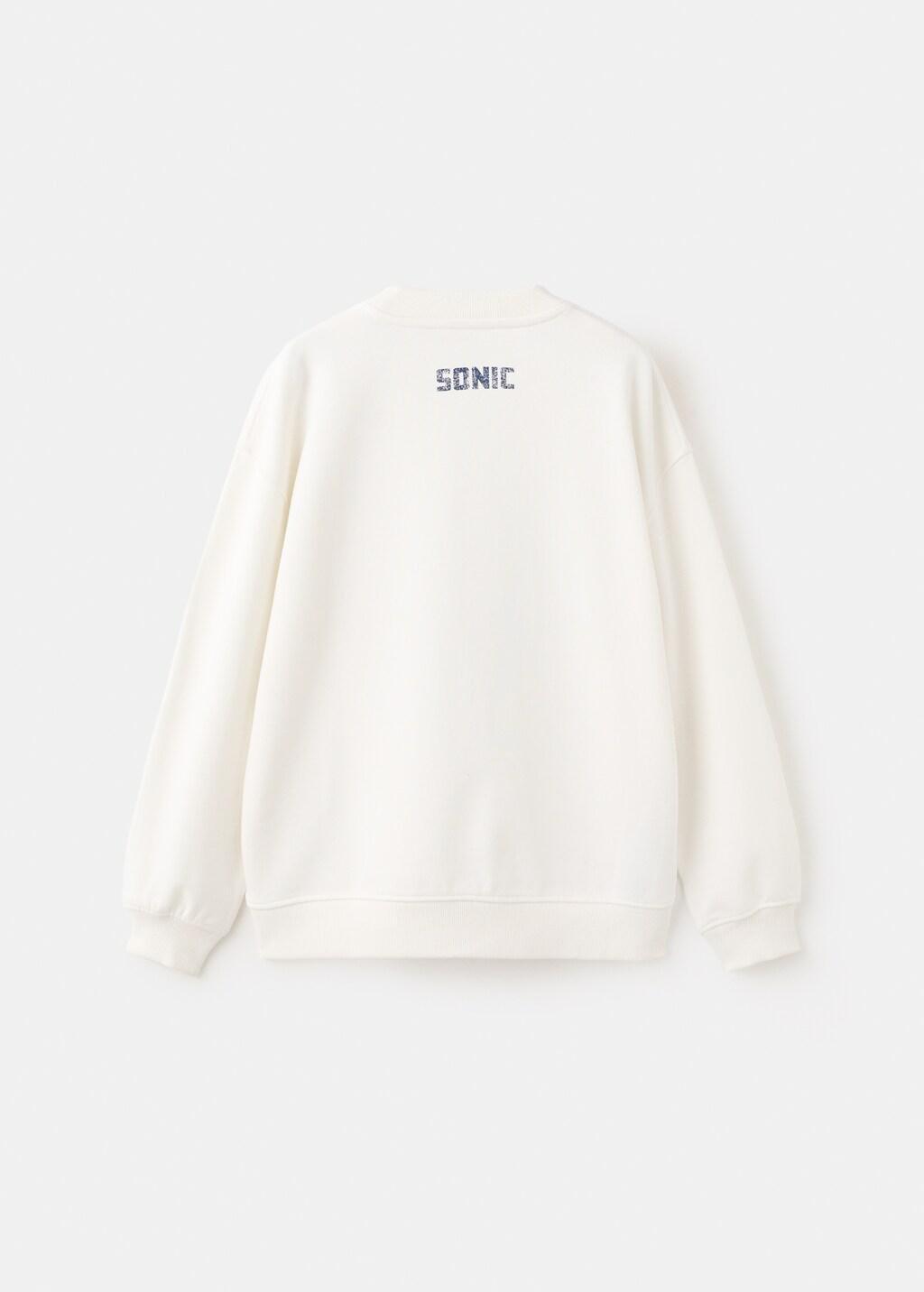 White Printed Sonic Sweatshirt, Kids Boys, Natural White, medium