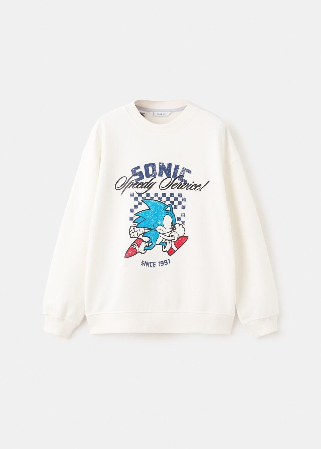 White Printed Sonic Sweatshirt, Kids Boys, Natural White, large image number 4
