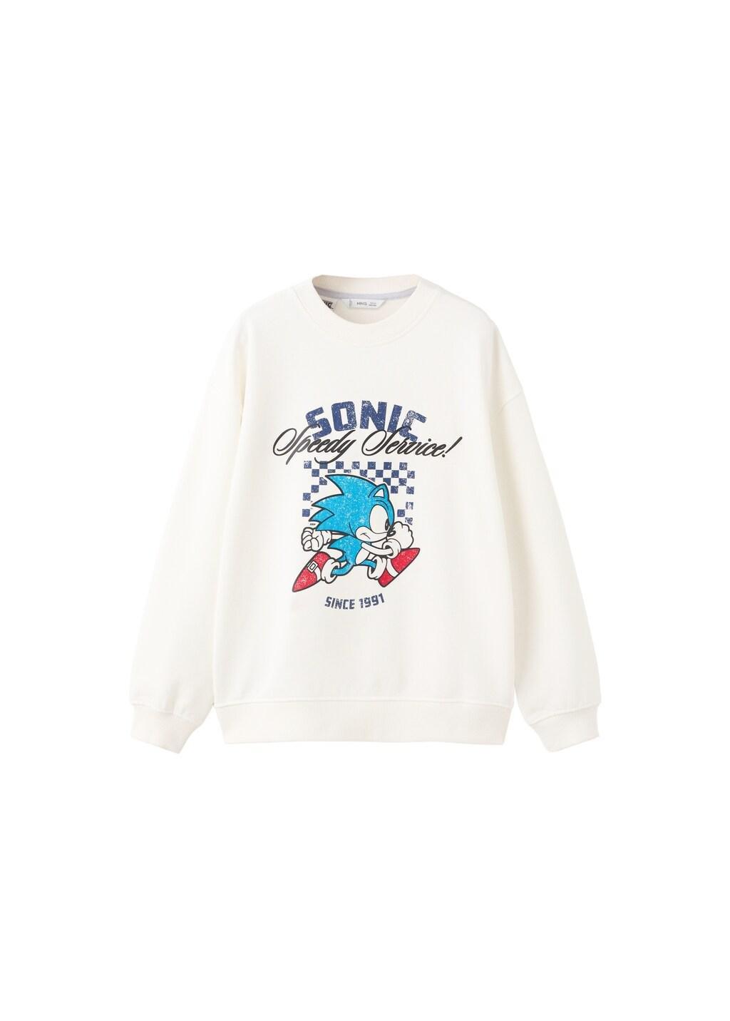 White Printed Sonic Sweatshirt, Kids Boys, Natural White, large image number 4