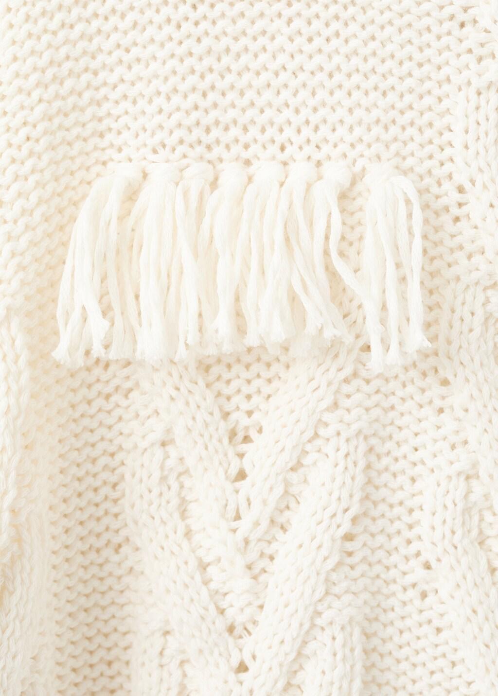 White Herringbone Knit Sweater, Kids Girls, Natural White, large image number 1