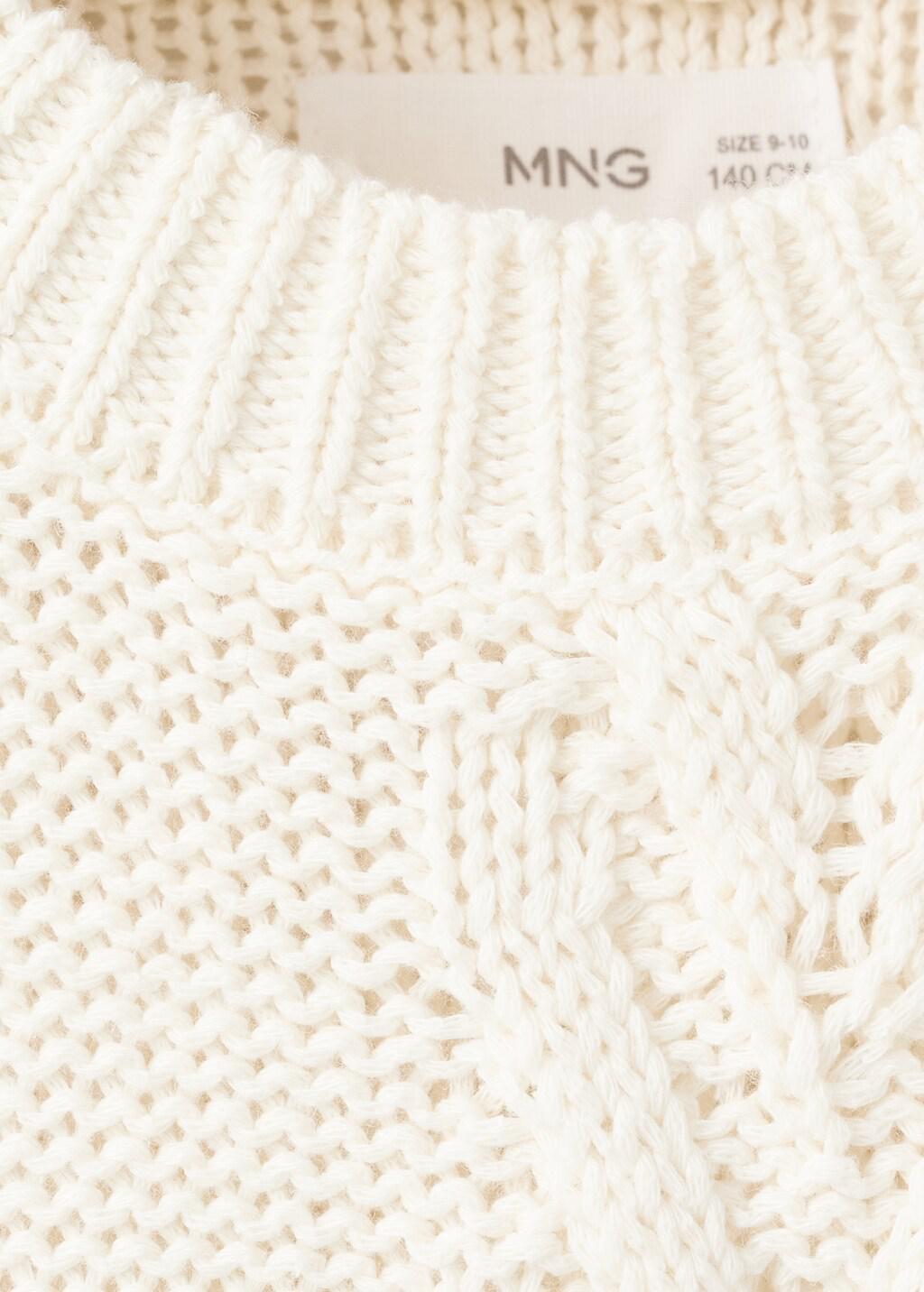 White Herringbone Knit Sweater, Kids Girls, Natural White, large image number 4