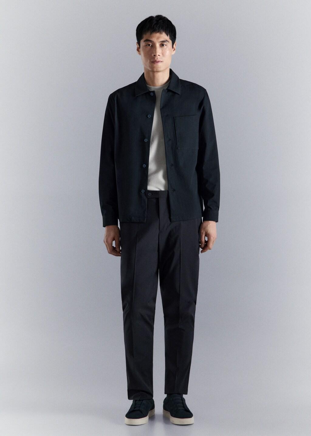 Navy Non-Iron Overshirt Pocket, Navy, large image number 0