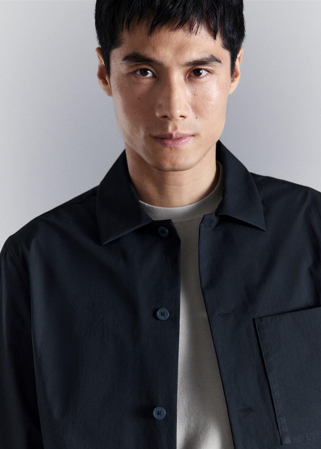 Navy Non-Iron Overshirt Pocket, Navy, large image number 4