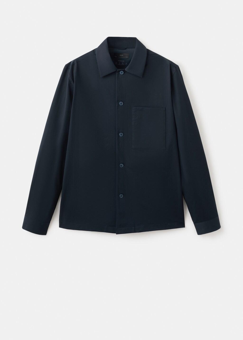 Navy Non-Iron Overshirt Pocket, Navy, large image number 7