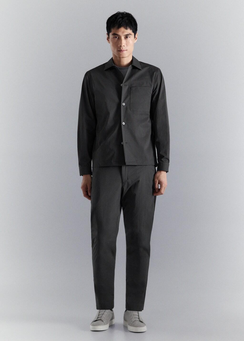 Grey Non-Iron Overshirt Pocket, Dark Grey, large image number 0