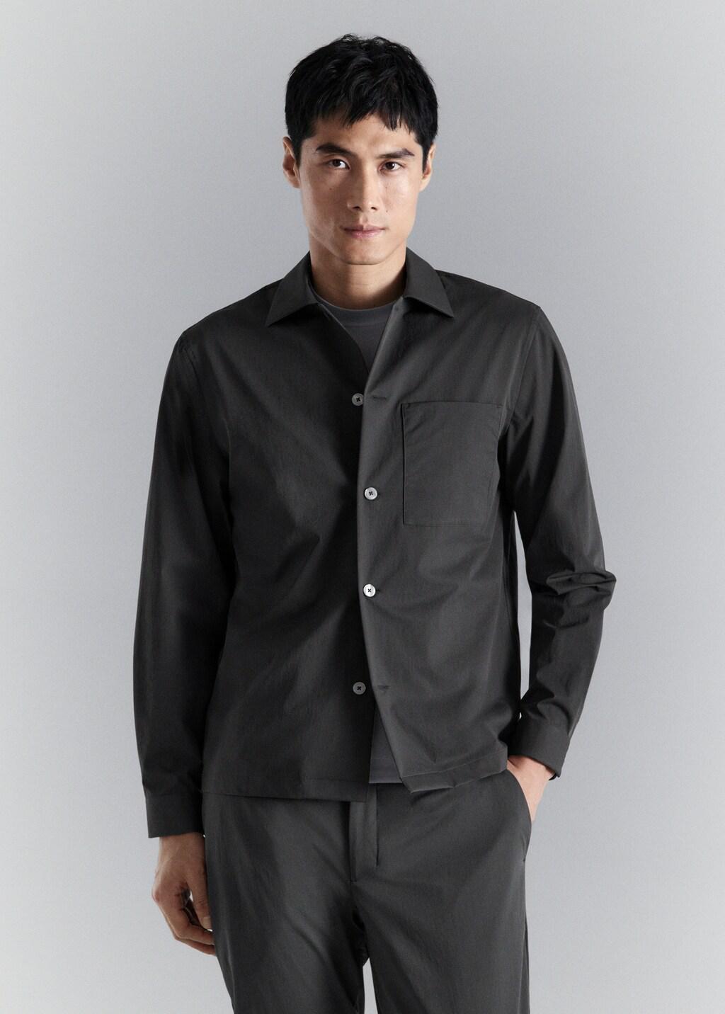 Grey Non-Iron Overshirt Pocket, Dark Grey, large image number 3