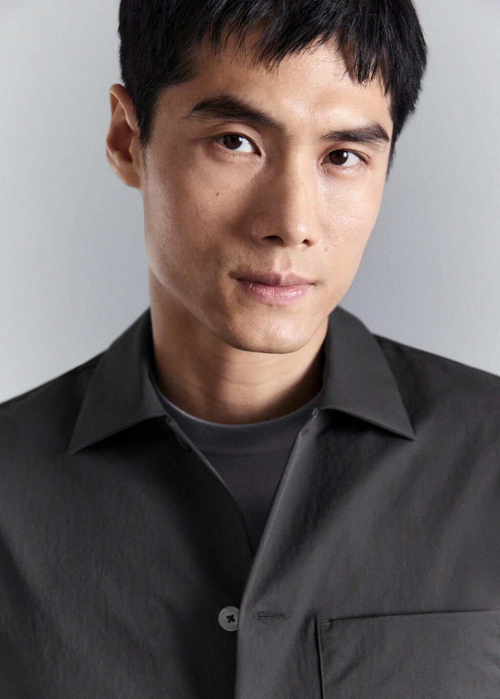 Grey Non-Iron Overshirt Pocket, Dark Grey, large image number 4