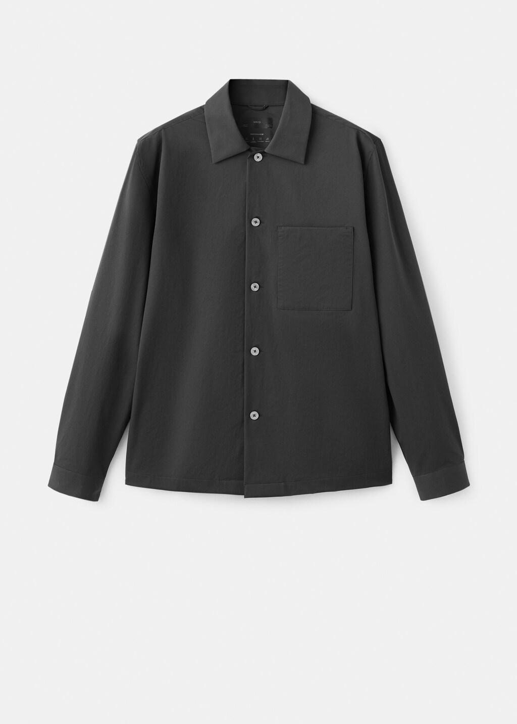 Grey Non-Iron Overshirt Pocket, Dark Grey, large image number 7