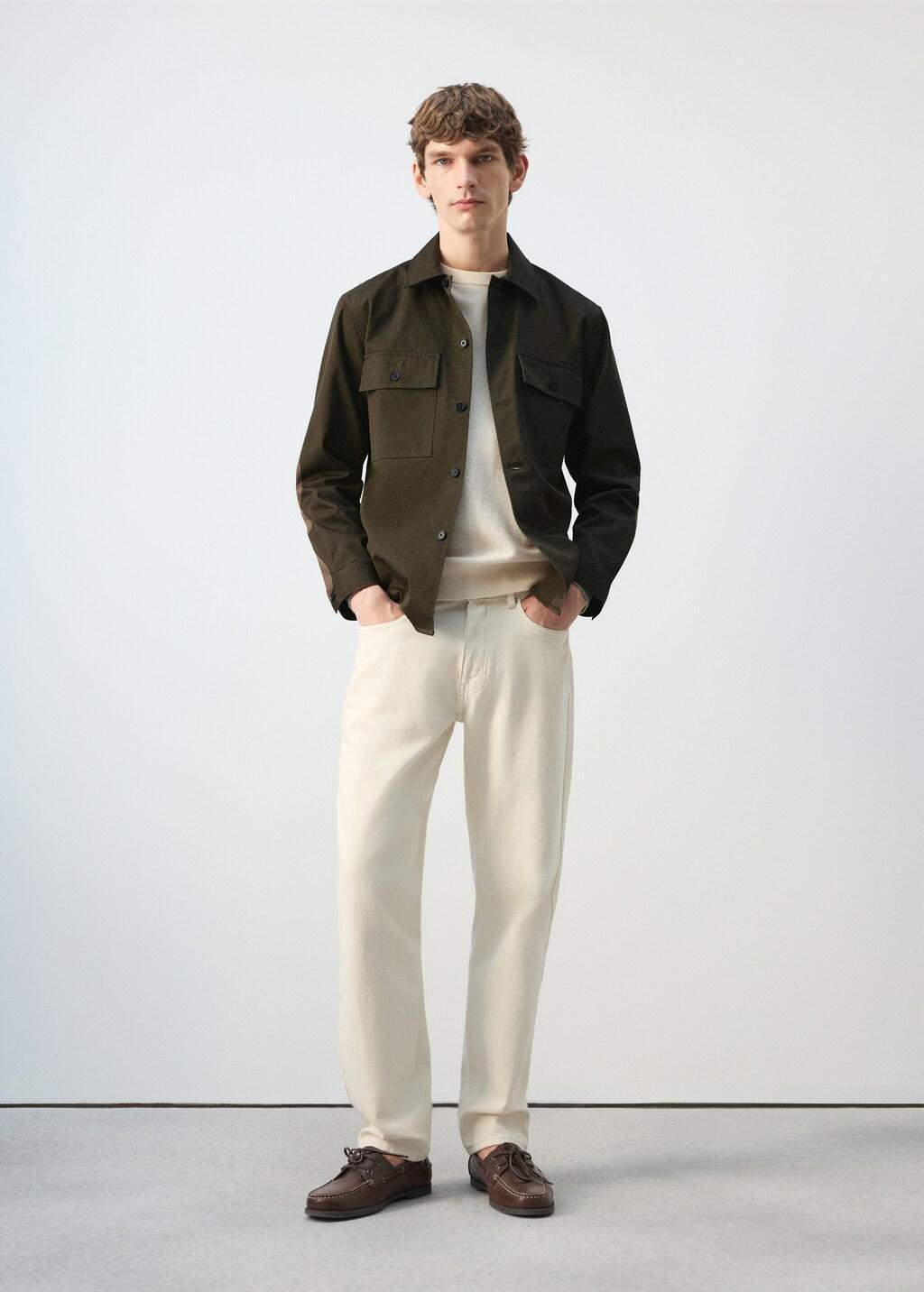 Brown 100% Cotton Overshirt With Pockets, 0201_30, medium