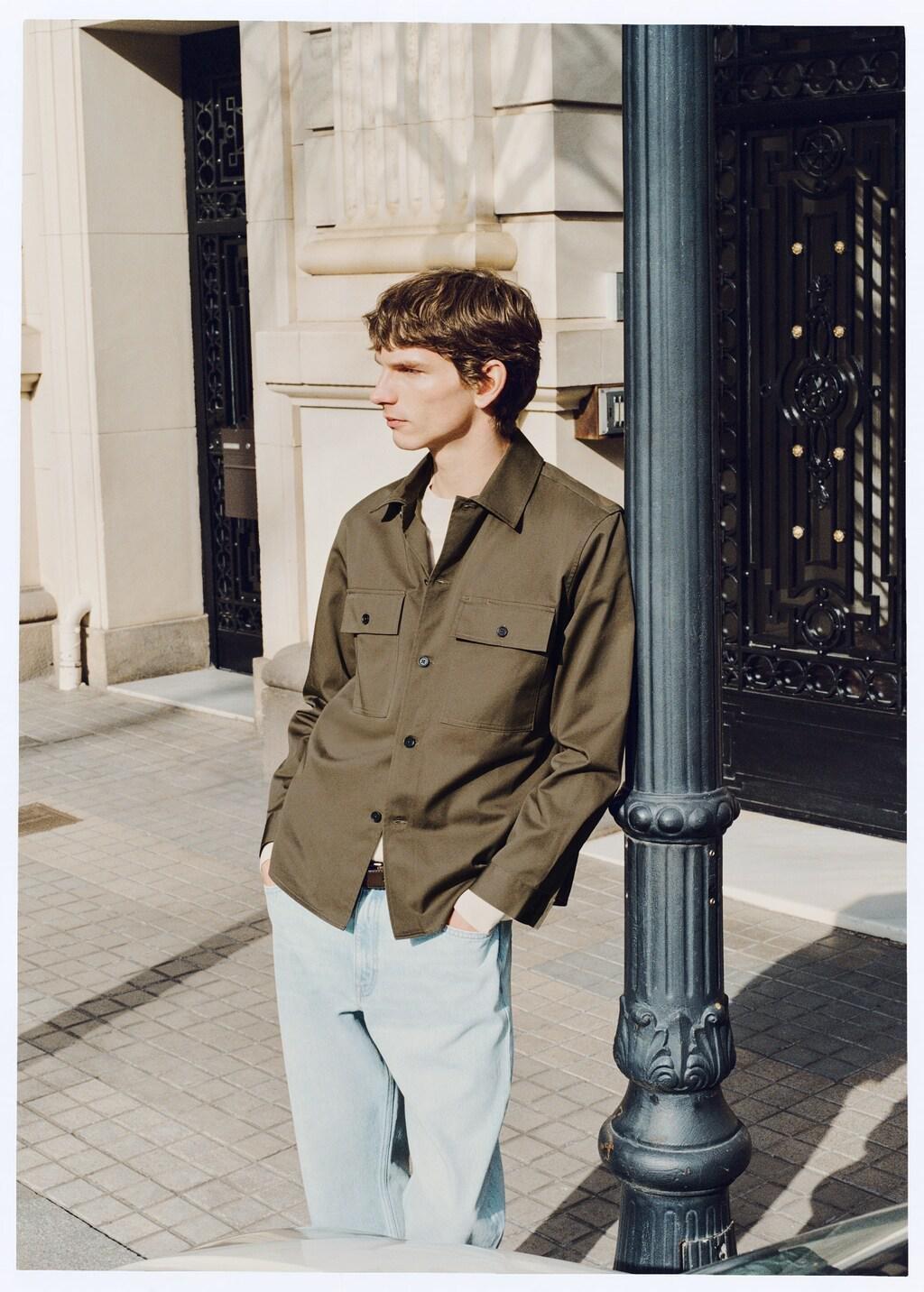 Brown 100% Cotton Overshirt With Pockets, Brown, large image number 6