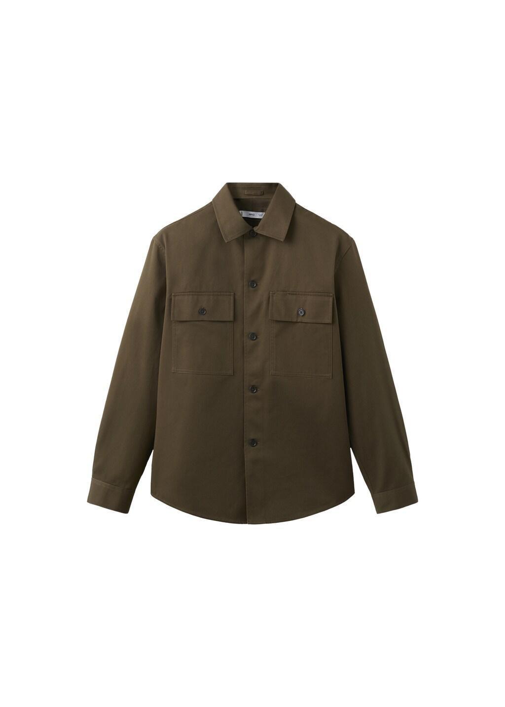 Brown 100% Cotton Overshirt With Pockets, Brown, large image number 7