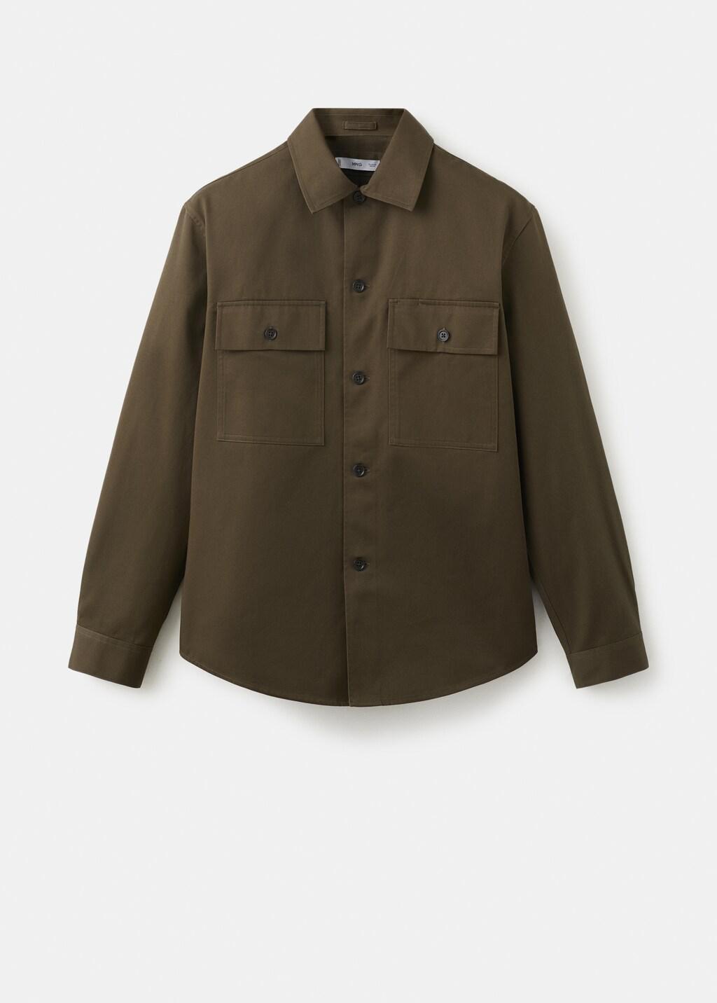 Brown 100% Cotton Overshirt With Pockets, Brown, large image number 8