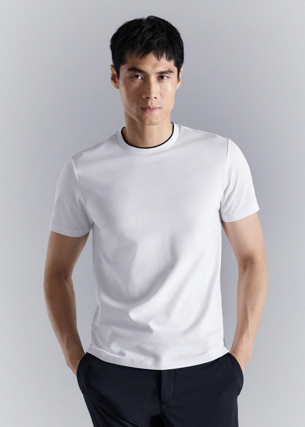 White Slim-Fit Comfort Stretch T-Shirt, White, large image number 3