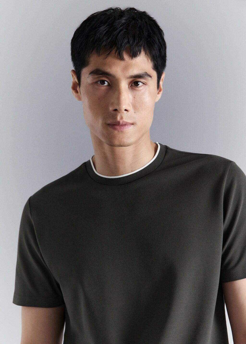 Grey Slim-Fit Comfort Stretch T-Shirt, Dark Grey, large image number 4