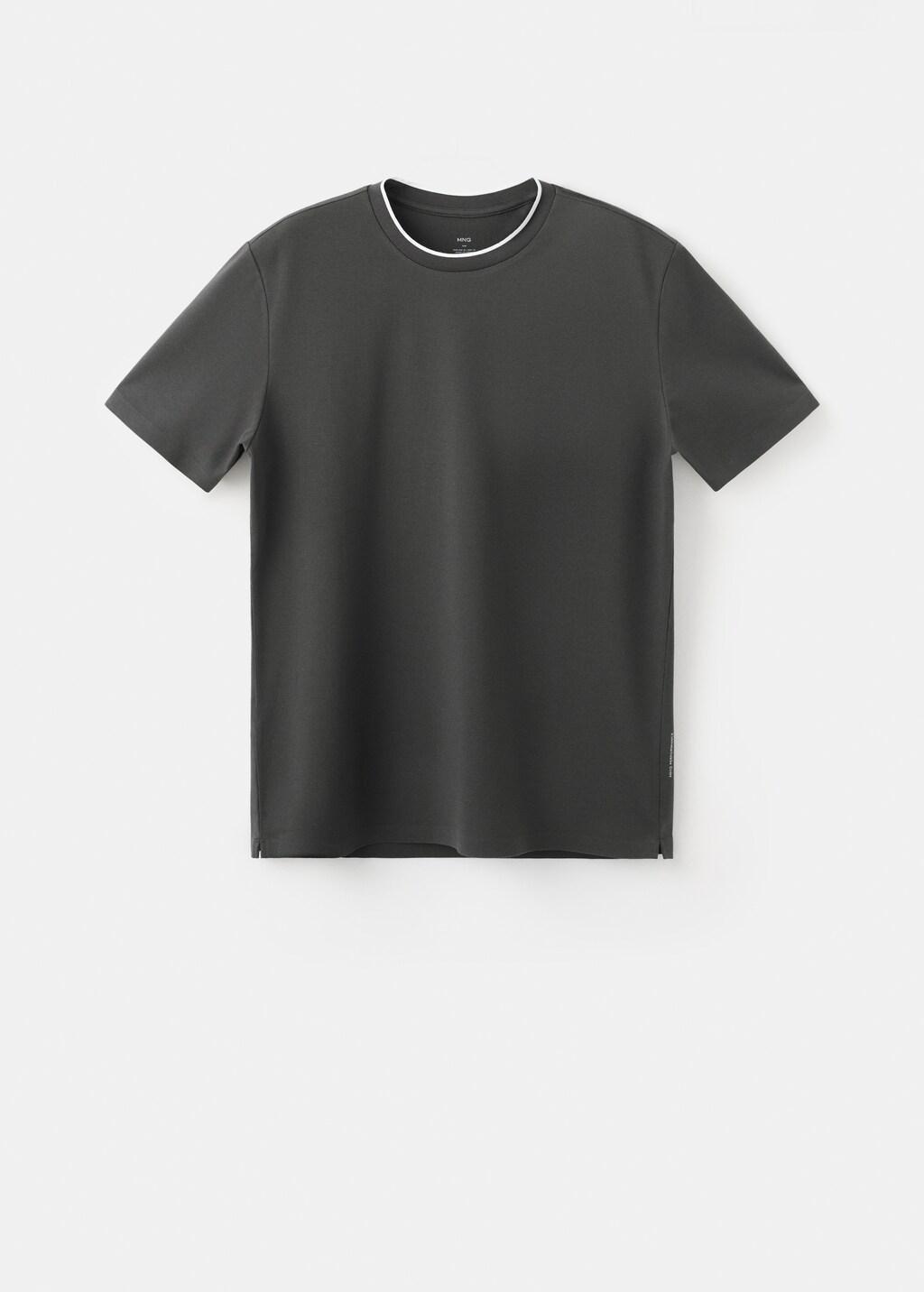 Grey Slim-Fit Comfort Stretch T-Shirt, Dark Grey, large image number 7