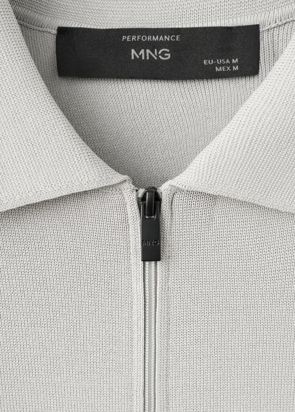 White Comfort Stretch Zip Polo, Natural White, large image number 1