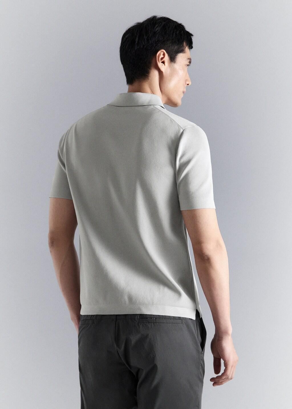 White Comfort Stretch Zip Polo, Natural White, large image number 2