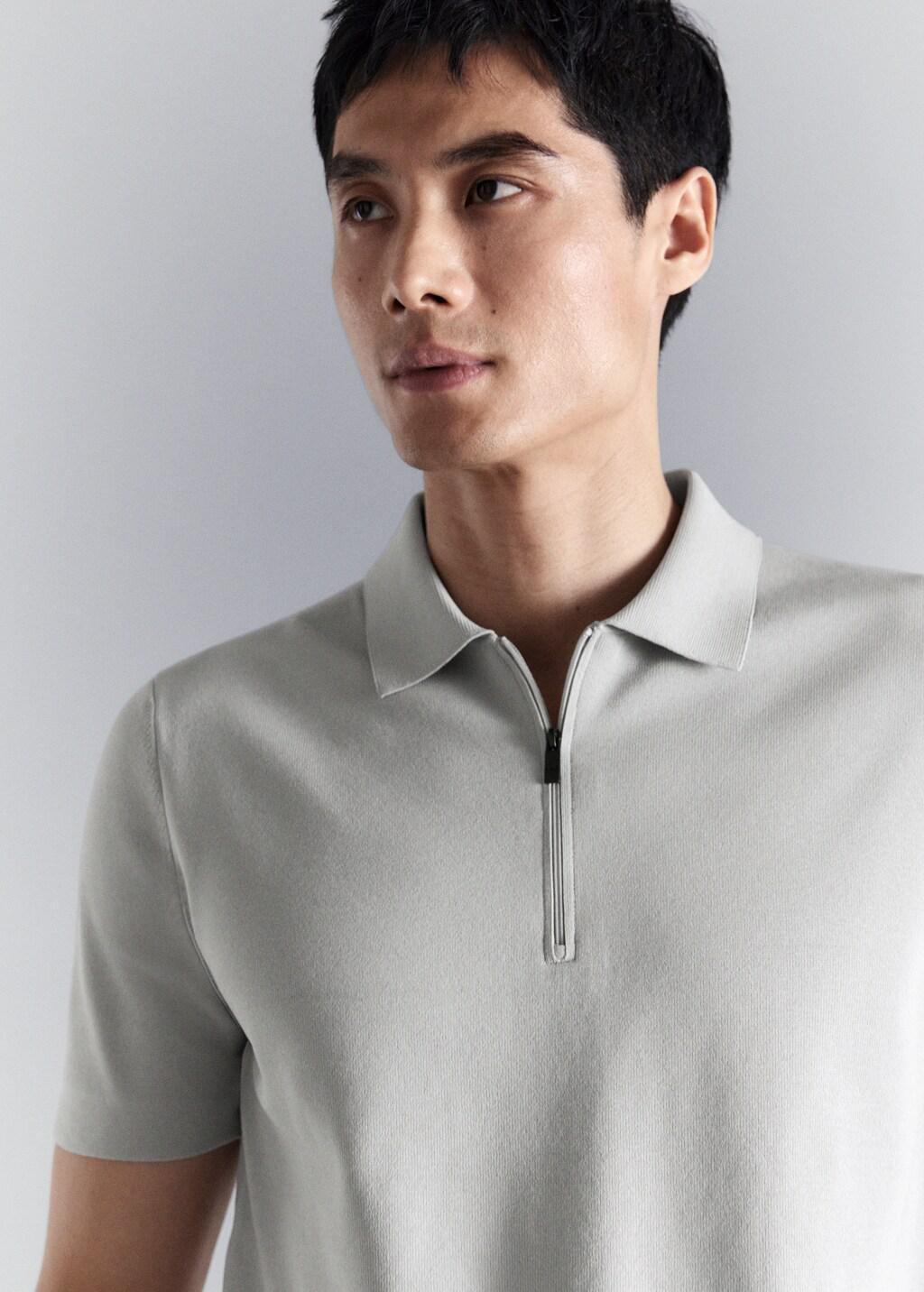 White Comfort Stretch Zip Polo, Natural White, large image number 4