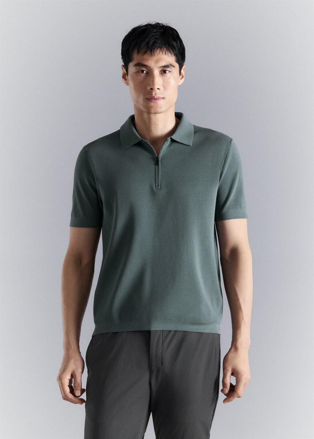 MEDIUM GREEN Comfort stretch zip polo, Medium Green, large image number 3