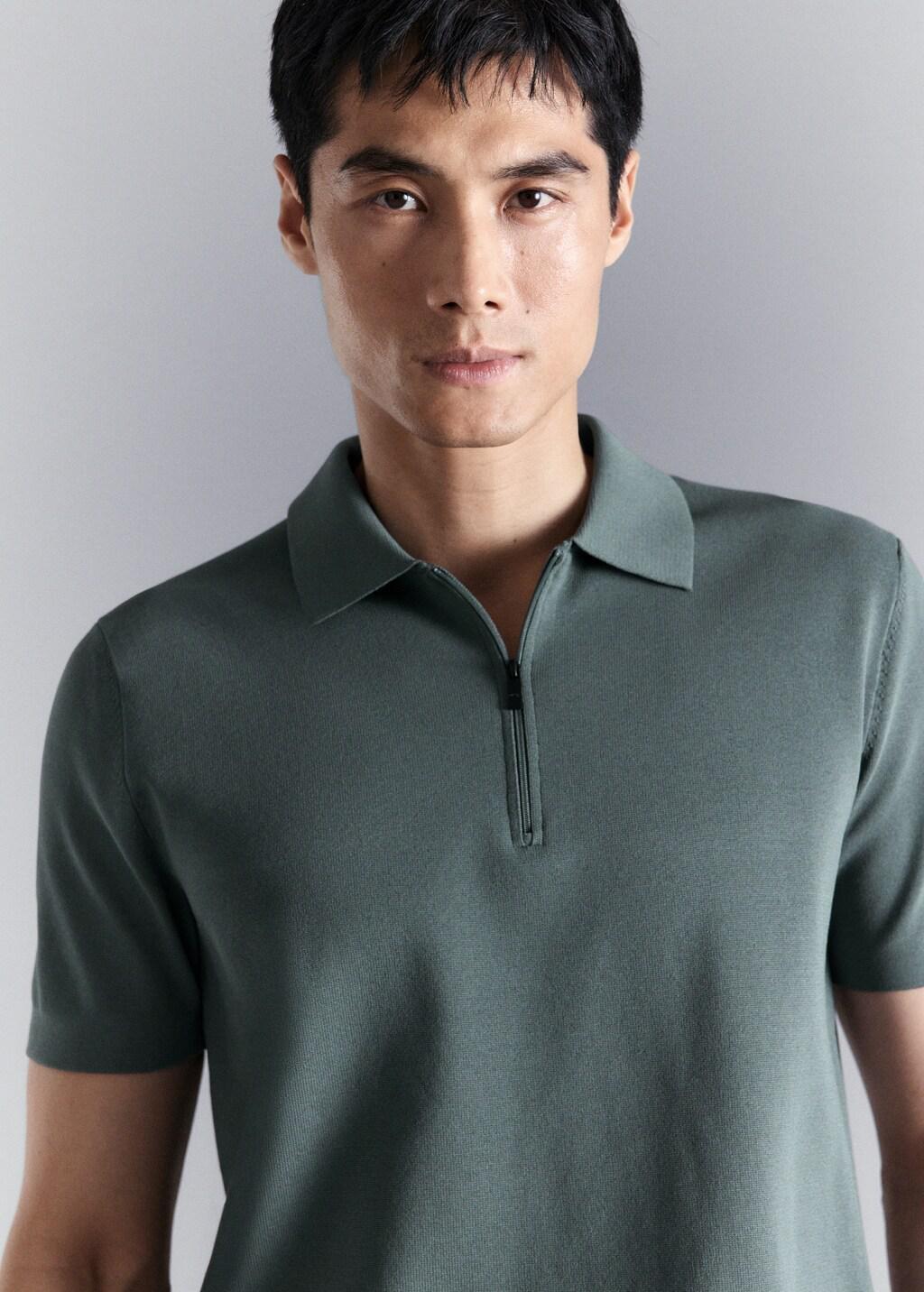 MEDIUM GREEN Comfort stretch zip polo, Medium Green, large image number 4