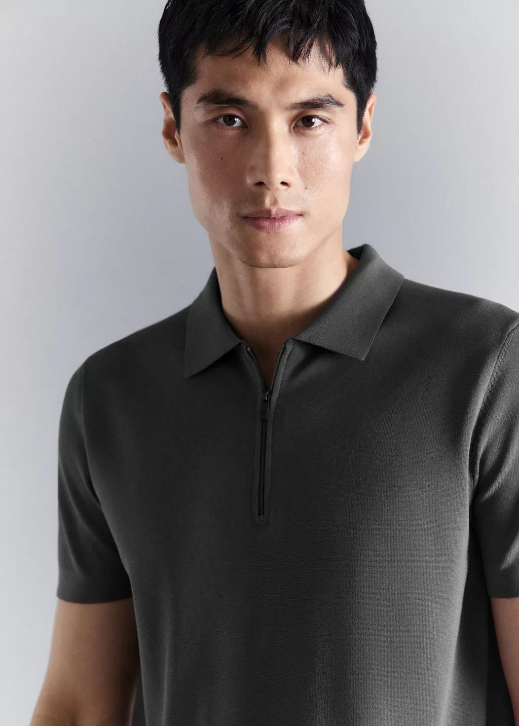 DARK GREY Comfort stretch zip polo, Dark Grey, large image number 4