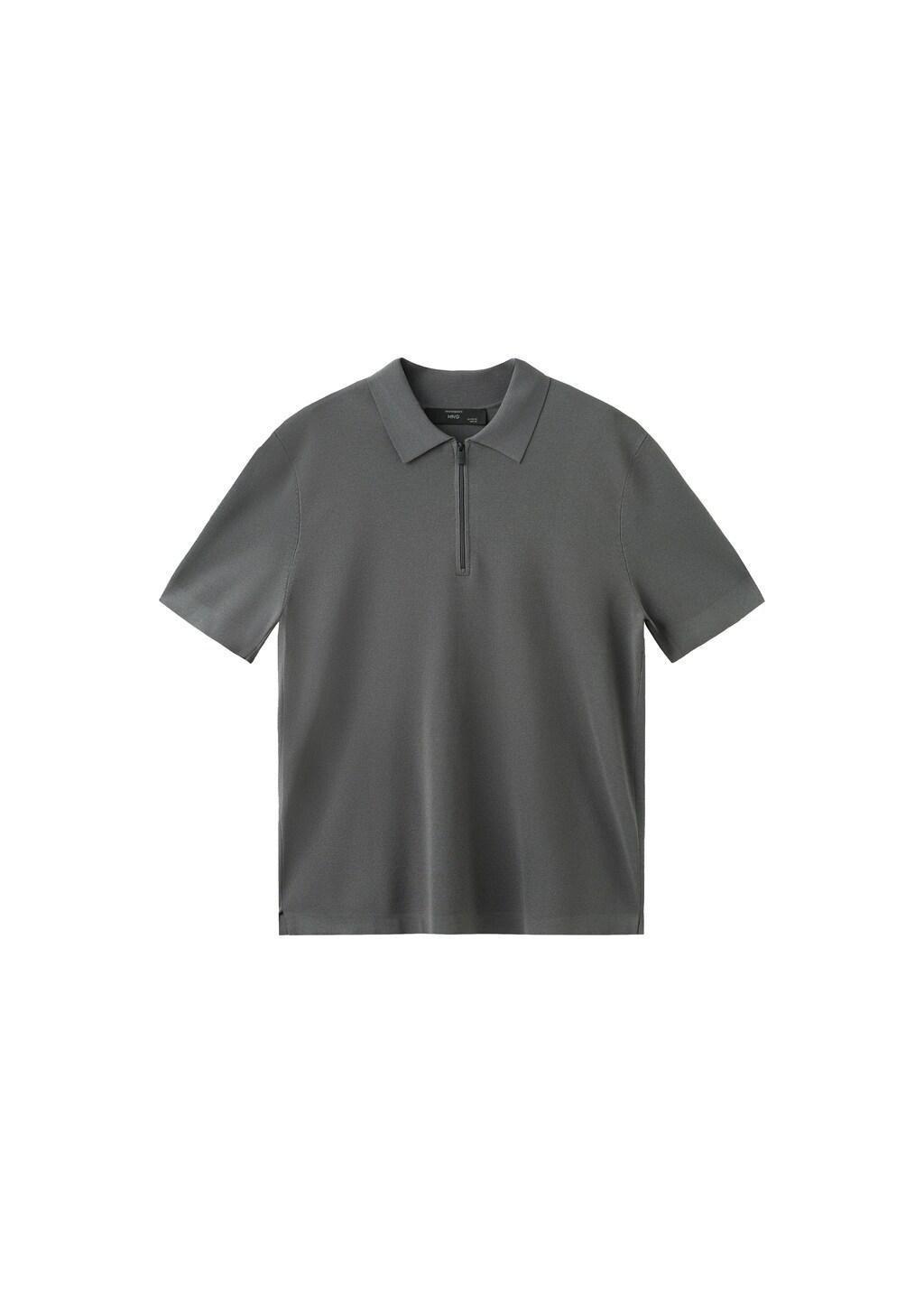 DARK GREY Comfort stretch zip polo, Dark Grey, large image number 6