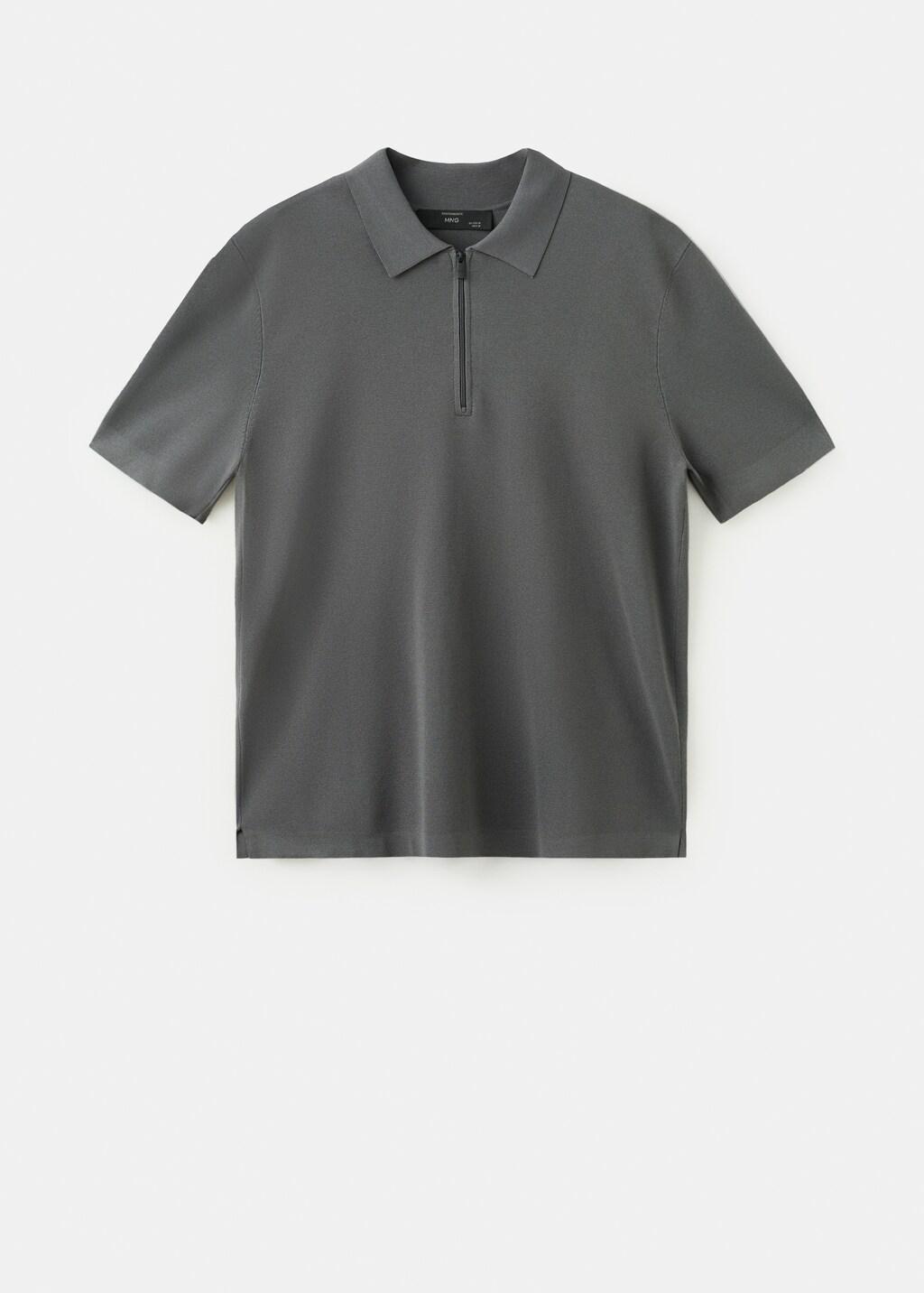 Grey Comfort Stretch Zip Polo, Dark Grey, large image number 7