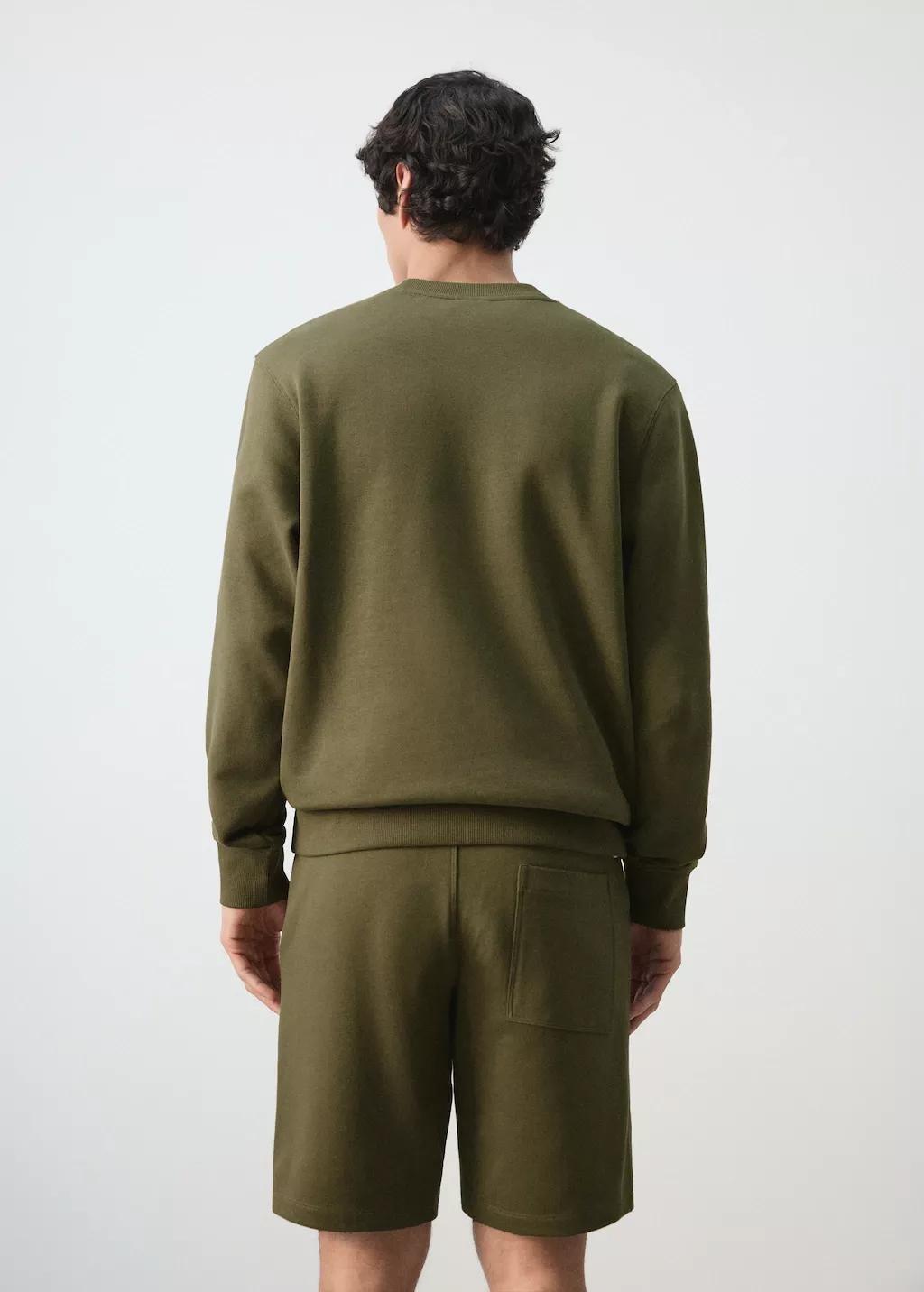 Green 100% Cotton Regular-Fit Sweatshirt, Dark Green, medium
