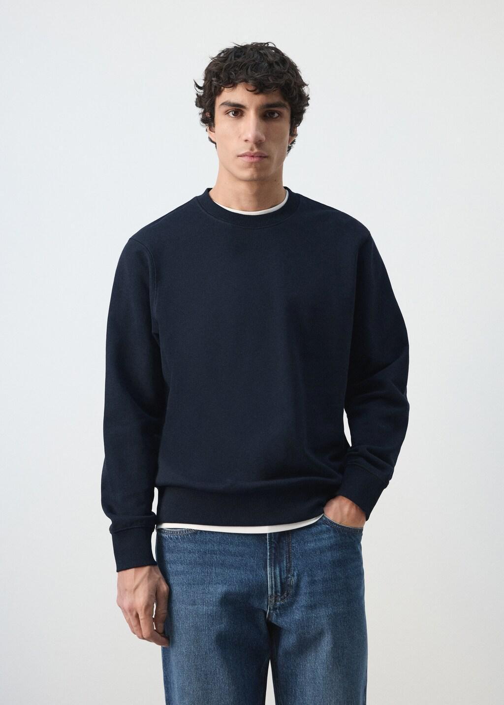 Navy 100% Cotton Regular-Fit Sweatshirt, Navy, large image number 3