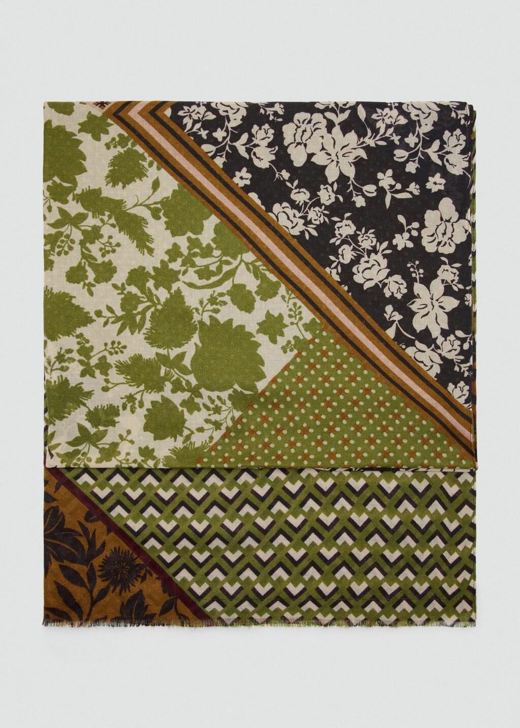 Green Floral Print Scarf, Green, large image number 2