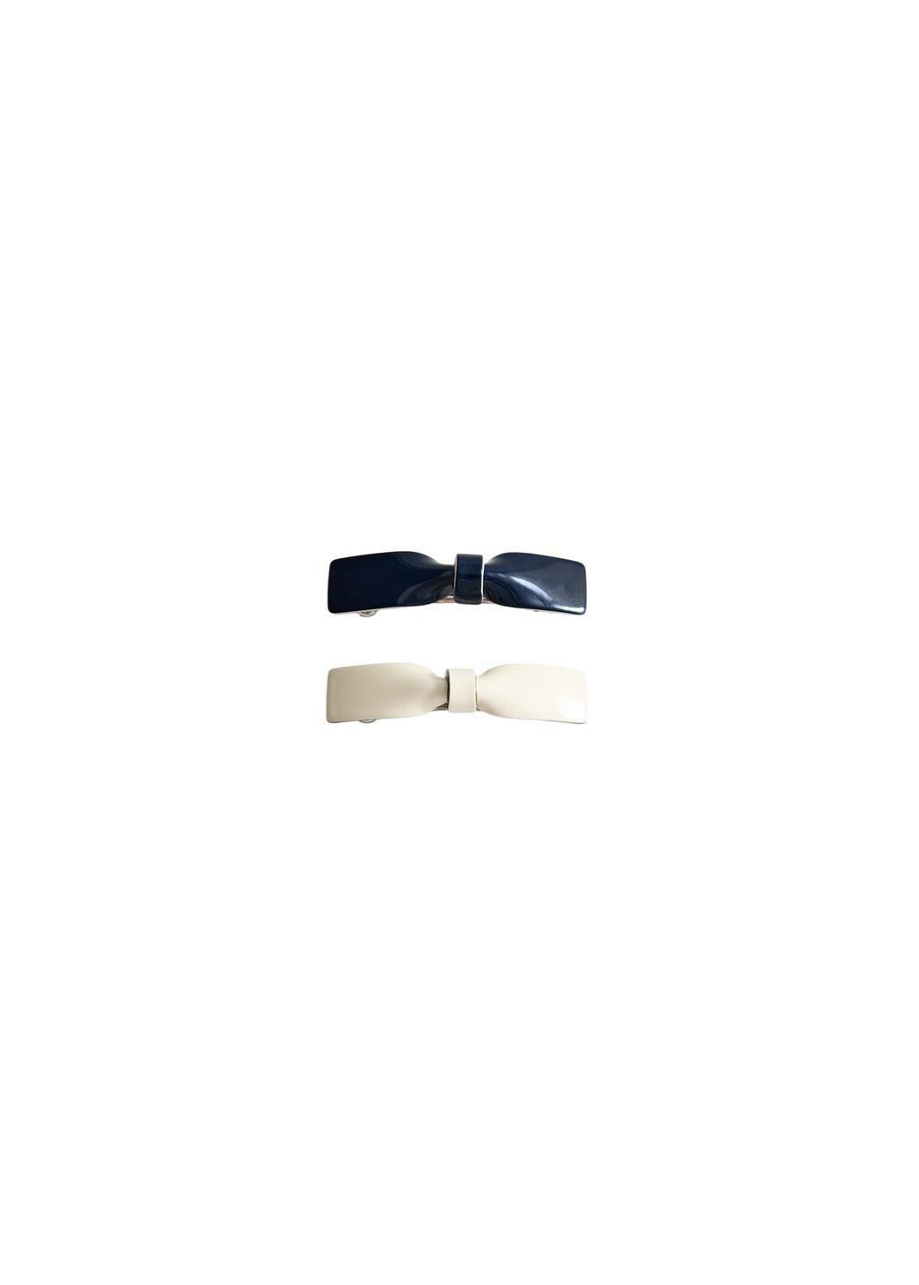 Navy Set Of Bow Hair Clips, Navy, large image number 1