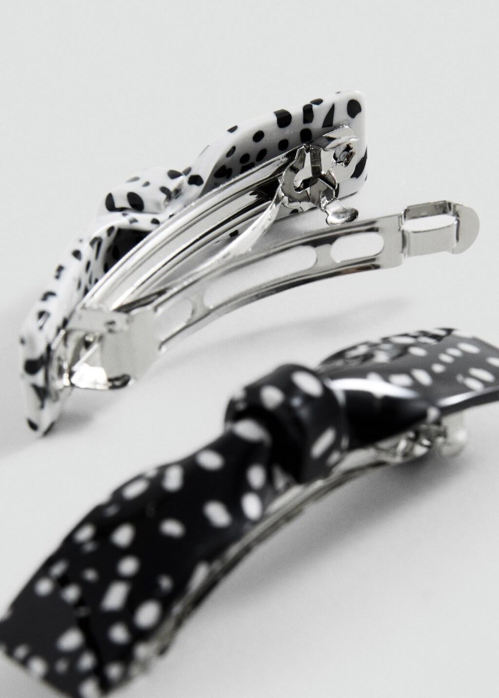 Black Set Of Bow Hair Clips, Set Of 2, Black, large image number 0