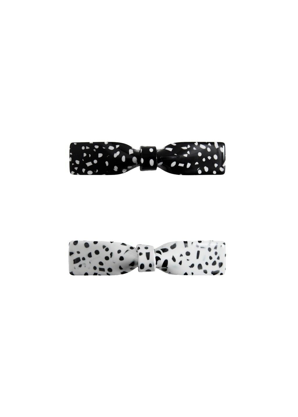 Black Set Of Bow Hair Clips, Set Of 2, Black, large image number 1